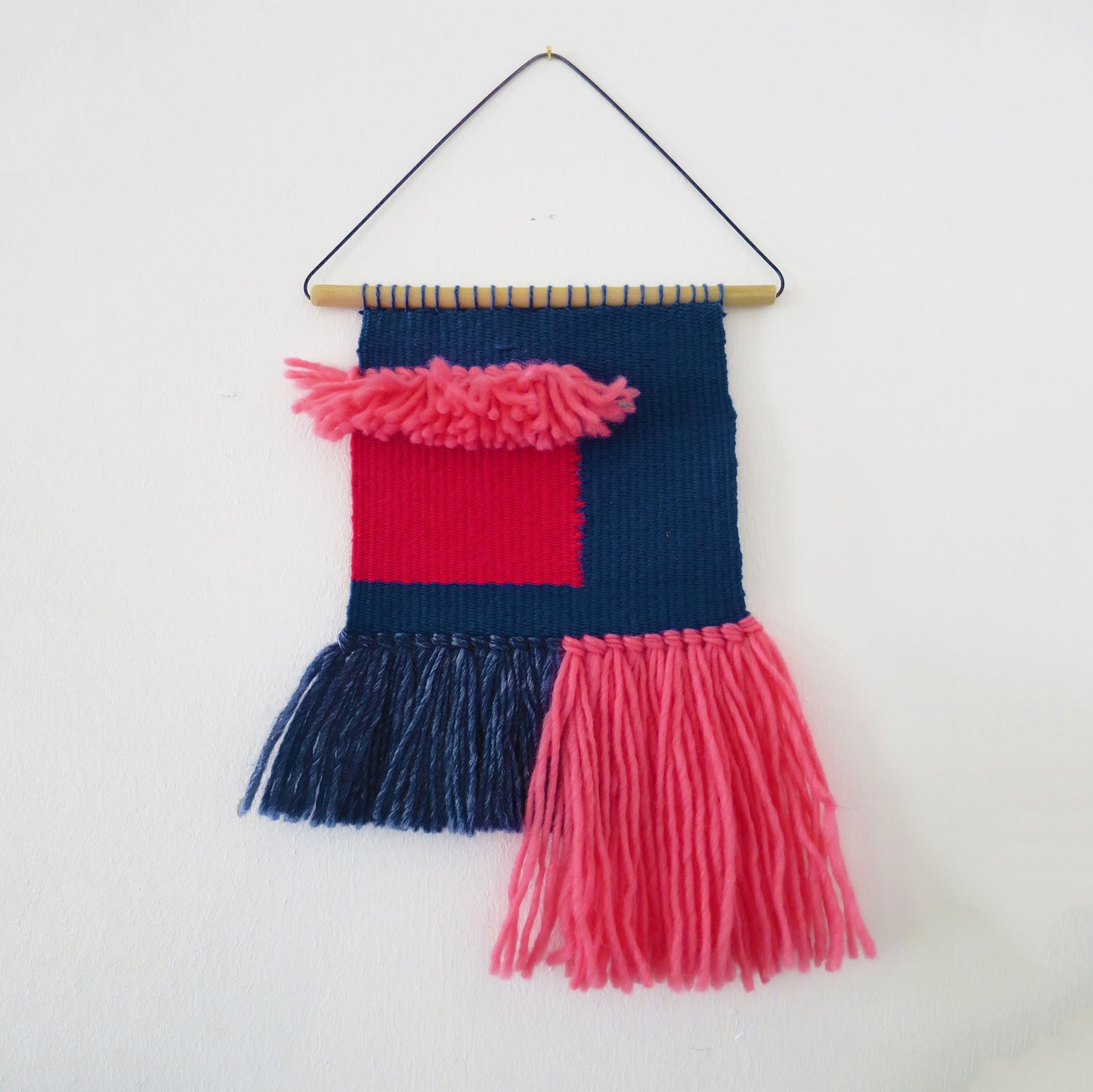 wall hanging | blue, red + pink colour block