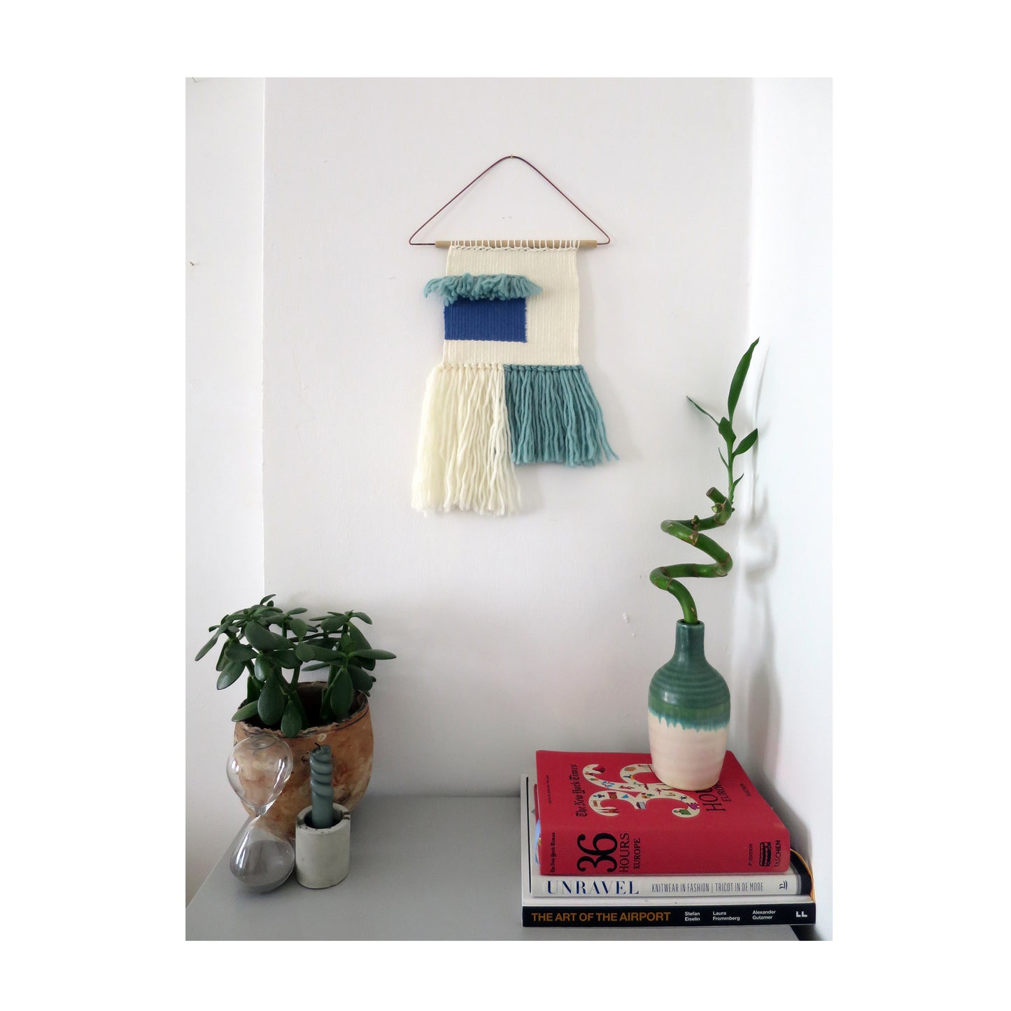 wall hanging | cream + cornflower colour block